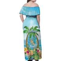 Bonjou Martinique Family Matching Off Shoulder Maxi Dress and Hawaiian Shirt Welcome To Heaven