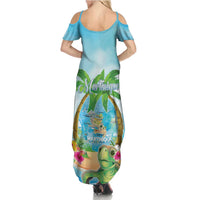 Bonjou Martinique Family Matching Summer Maxi Dress and Hawaiian Shirt Welcome To Heaven