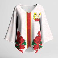 Kentucky Horse Racing Kimono Sleeve Blouse Rose Floral