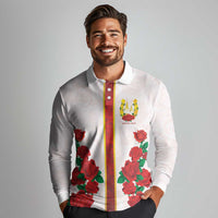 Kentucky Horse Racing Long Sleeve Polo Shirt Rose Floral