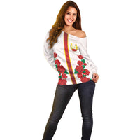 Kentucky Horse Racing Off Shoulder Sweater Rose Floral