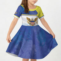 Personalized US Virgin Islands Kid Short Sleeve Dress Happy Independence Day