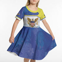 Personalized US Virgin Islands Kid Short Sleeve Dress Happy Independence Day