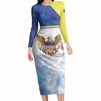 Personalized US Virgin Islands Long Sleeve Bodycon Dress Happy Independence Day