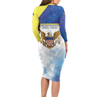 Personalized US Virgin Islands Long Sleeve Bodycon Dress Happy Independence Day