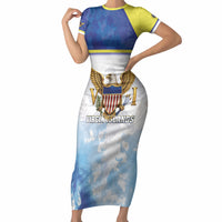 Personalized US Virgin Islands Short Sleeve Bodycon Dress Happy Independence Day