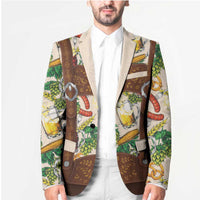 Oktoberfest Lederhosen Costume Blazer Food And Drink Pattern - Wonder Print Shop