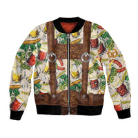 Oktoberfest Lederhosen Costume Bomber Jacket Food And Drink Pattern - Wonder Print Shop