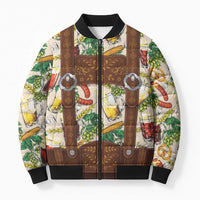 Oktoberfest Lederhosen Costume Bomber Puffer Jacket Food And Drink Pattern - Wonder Print Shop