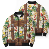 Oktoberfest Lederhosen Costume Bomber Puffer Jacket Food And Drink Pattern - Wonder Print Shop