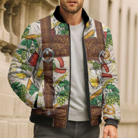 Oktoberfest Lederhosen Costume Bomber Puffer Jacket Food And Drink Pattern - Wonder Print Shop