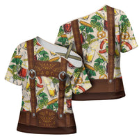 Oktoberfest Lederhosen Costume Cross Shoulder Shirt Food And Drink Pattern - Wonder Print Shop