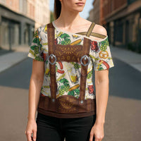 Oktoberfest Lederhosen Costume Cross Shoulder Shirt Food And Drink Pattern - Wonder Print Shop