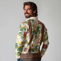 Oktoberfest Lederhosen Costume Long Sleeve Polo Shirt Food And Drink Pattern - Wonder Print Shop