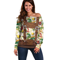Oktoberfest Lederhosen Costume Off Shoulder Sweater Food And Drink Pattern - Wonder Print Shop