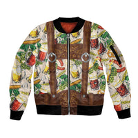 Oktoberfest Lederhosen Costume Sleeve Zip Bomber Jacket Food And Drink Pattern - Wonder Print Shop