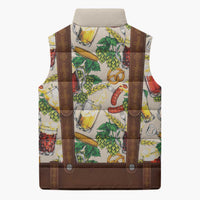 Oktoberfest Lederhosen Costume Sleeveless Puffer Jacket Food And Drink Pattern - Wonder Print Shop