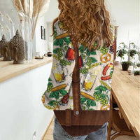 Oktoberfest Lederhosen Costume Women Casual Shirt Food And Drink Pattern - Wonder Print Shop