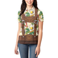 Oktoberfest Lederhosen Costume Women Polo Shirt Food And Drink Pattern - Wonder Print Shop