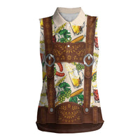 Oktoberfest Lederhosen Costume Women Sleeveless Polo Shirt Food And Drink Pattern - Wonder Print Shop