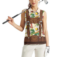 Oktoberfest Lederhosen Costume Women Sleeveless Polo Shirt Food And Drink Pattern - Wonder Print Shop