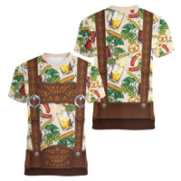 Oktoberfest Lederhosen Costume Women V-Neck T-Shirt Food And Drink Pattern - Wonder Print Shop