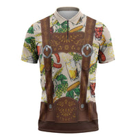 Oktoberfest Lederhosen Costume Zipper Polo Shirt Food And Drink Pattern - Wonder Print Shop