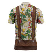 Oktoberfest Lederhosen Costume Zipper Polo Shirt Food And Drink Pattern - Wonder Print Shop