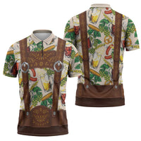 Oktoberfest Lederhosen Costume Zipper Polo Shirt Food And Drink Pattern - Wonder Print Shop