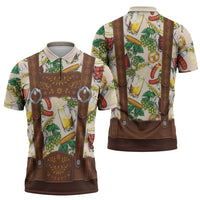 Oktoberfest Lederhosen Costume Zipper Polo Shirt Food And Drink Pattern - Wonder Print Shop
