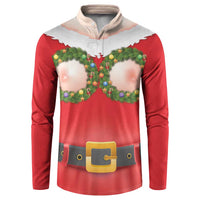Funny Christmas Costume Button Sweatshirt Busty Big Boobs - Wonder Print Shop