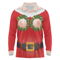 Funny Christmas Costume Long Sleeve Polo Shirt Busty Big Boobs - Wonder Print Shop
