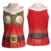 Funny Christmas Costume Women Sleeveless Polo Shirt Busty Big Boobs - Wonder Print Shop