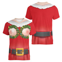 Funny Christmas Costume Women V-Neck T-Shirt Busty Big Boobs - Wonder Print Shop