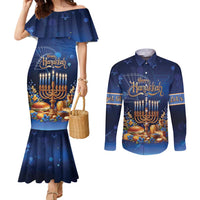 Jewish Hanukkah Festival Couples Matching Mermaid Dress and Long Sleeve Button Shirt Let's Get Lit