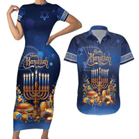 Jewish Hanukkah Festival Couples Matching Short Sleeve Bodycon Dress and Hawaiian Shirt Let's Get Lit LT05 - Wonder Print Shop
