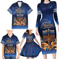 Jewish Hanukkah Festival Family Matching Long Sleeve Bodycon Dress and Hawaiian Shirt Let's Get Lit LT05 - Wonder Print Shop
