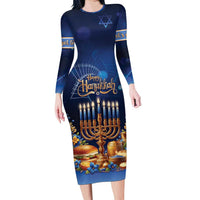 Jewish Hanukkah Festival Family Matching Long Sleeve Bodycon Dress and Hawaiian Shirt Let's Get Lit LT05 - Wonder Print Shop