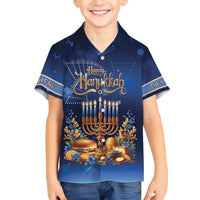 Jewish Hanukkah Festival Family Matching Off The Shoulder Long Sleeve Dress and Hawaiian Shirt Let's Get Lit LT05 - Wonder Print Shop