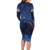 Jewish Hanukkah Festival Long Sleeve Bodycon Dress Let's Get Lit LT05 - Wonder Print Shop