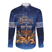 Jewish Hanukkah Festival Long Sleeve Button Shirt Let's Get Lit LT05 - Wonder Print Shop