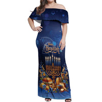 Jewish Hanukkah Festival Off Shoulder Maxi Dress Let's Get Lit LT05 - Wonder Print Shop