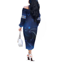 Jewish Hanukkah Festival Off The Shoulder Long Sleeve Dress Let's Get Lit LT05 - Wonder Print Shop