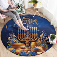 Jewish Hanukkah Festival Round Carpet Let's Get Lit