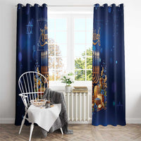 Jewish Hanukkah Festival Window Curtain Let's Get Lit LT05 - Wonder Print Shop