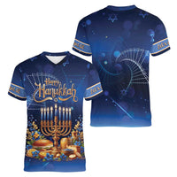 Jewish Hanukkah Festival Women V-Neck T-Shirt Let's Get Lit LT05 - Wonder Print Shop