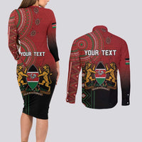 Personalised Kenya Jamhuri Day Couples Matching Long Sleeve Bodycon Dress and Long Sleeve Button Shirt One Nation One Flag One People LT05 - Wonder Print Shop