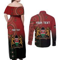 Personalised Kenya Jamhuri Day Couples Matching Off Shoulder Maxi Dress and Long Sleeve Button Shirt One Nation One Flag One People LT05 - Wonder Print Shop