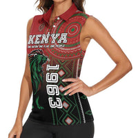 Personalised Kenya Jamhuri Day Women Sleeveless Polo Shirt One Nation One Flag One People LT05 - Wonder Print Shop