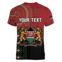 Personalised Kenya Jamhuri Day Women V-Neck T-Shirt One Nation One Flag One People LT05 - Wonder Print Shop